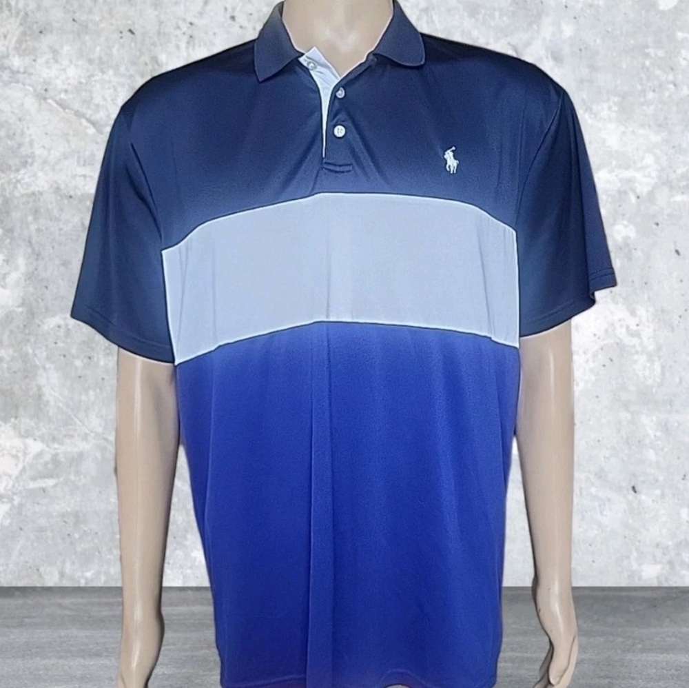 Polo by Ralph Lauren Men's Navy and Light Blue Gradient Polo